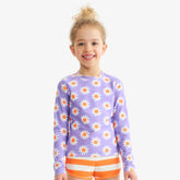 Kids long sleeve swim top in daisies