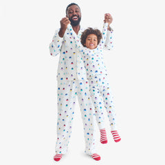 Clearance kids organic long sleeve PJ top in rainbow village