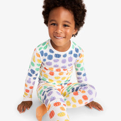 Kids organic PJ pant in rainbow pumpkins