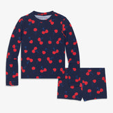 Kids long sleeve swim top & shortie set in cherries