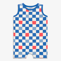 Baby tank shortie in checkerboard