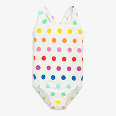 Clearance kids tank swimsuit in rainbow dot