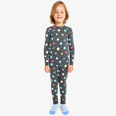 Kids organic PJ pant in rainbow galaxy