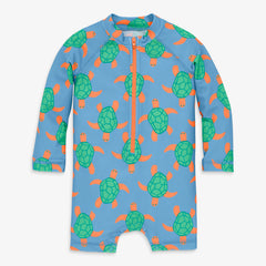 Baby one piece rash guard in swimming turtles