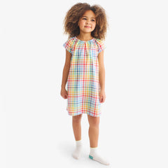 Kids nightgown in rainbow plaid