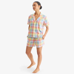 Women's fit PJ short in rainbow plaid