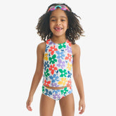 Kids swim bikini bottom in rainbow blooms