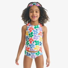 Kids swim bikini bottom in rainbow blooms
