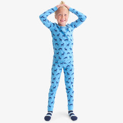 Clearance kids organic PJ pant in snowy reindeer
