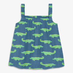 Kids cotton gauze tank in gator pals
