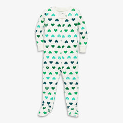 Clearance baby organic zip footie in lucky clovers