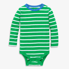Clearance long sleeve heathered babysuit in stripe
