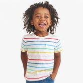 Kids slub pocket tee in rainbow stripe