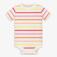 Short sleeve stripe babysuit