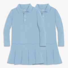 Kids long sleeve pique polo dress 2-pack