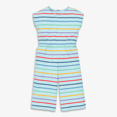 Kids backyard romper in rainbow stripe