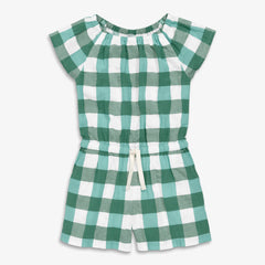 Clearance kids drawstring romper in gingham