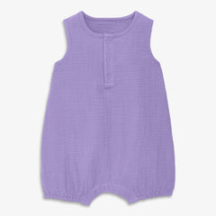 Baby cotton gauze henley bubble shortie