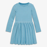 Kids long sleeve rib perfect pocket dress in stripe
