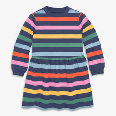 Kids easy sweatshirt dress in rainbow stripe