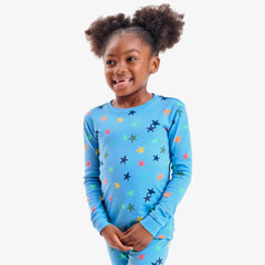 Clearance kids organic long sleeve pj top in confetti stars