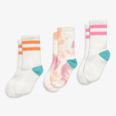 Kids athletic sock 3-pack tie-dye and stripes
