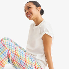 Unisex fit PJ pant in rainbow plaid