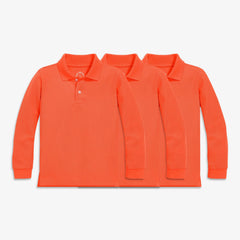 Kids long sleeve pique polo 3-pack
