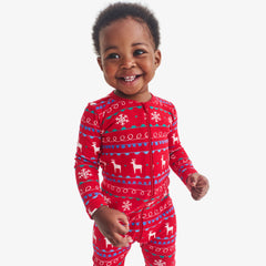 Clearance baby organic zip footie in reindeer fair isle