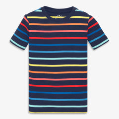 Clearance kids organic short sleeve pj top in sunrise rainbow stripe