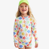 Kids long sleeve swim top in under the sea