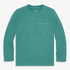 Clearance kids long sleeve garment dyed pocket tee