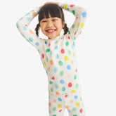 Clearance Kids organic long PJ set in rainbow egg hunt