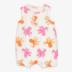 Baby cotton gauze bubble shortie in octopus pals