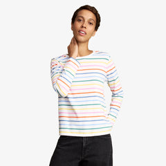 Women's fit long sleeve everyday tee in rainbow stripe