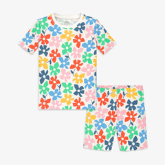 Kids organic PJ set in rainbow blooms