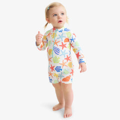 Baby one-piece rash guard in under the sea