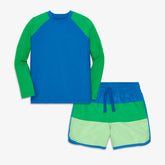 Kids baseball rash guard and board short set