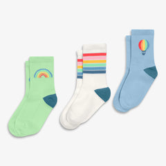 Kids athletic sock 3-pack in hot air balloon mix