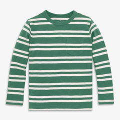 Clearance kids long sleeve slub pocket stripe tee