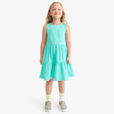 Kids cross-back tiered tank dress