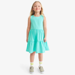 Kids cross-back tiered tank dress