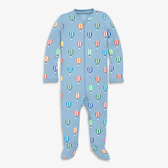 Baby organic zip footie in hot air balloons