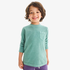 Clearance kids long sleeve garment dyed pocket tee