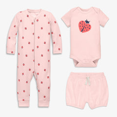 Baby organic ladybug playsuit bundle