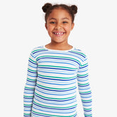 Clearance kids organic long sleeve PJ top in cool stripes