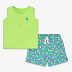 Baby tank and shorts set in sea turtles