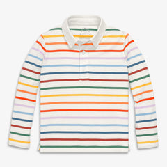 Clearance kids long sleeve polo in rainbow stripe