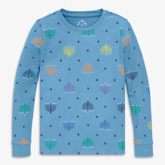 Clearance kids organic PJ top in rainbow menorahs