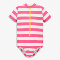 Clearance kids short sleeve one-piece rash guard in stripe